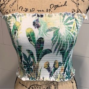 Hot Kiss Succulent Tropical Print Tube Top
